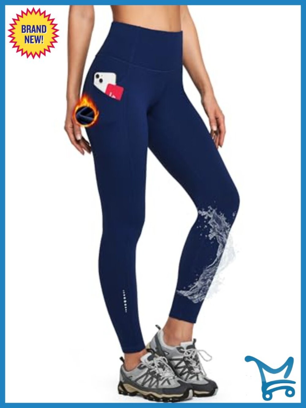 Fleece Lined Water-Resistant Thermal Winter Leggings with Pockets